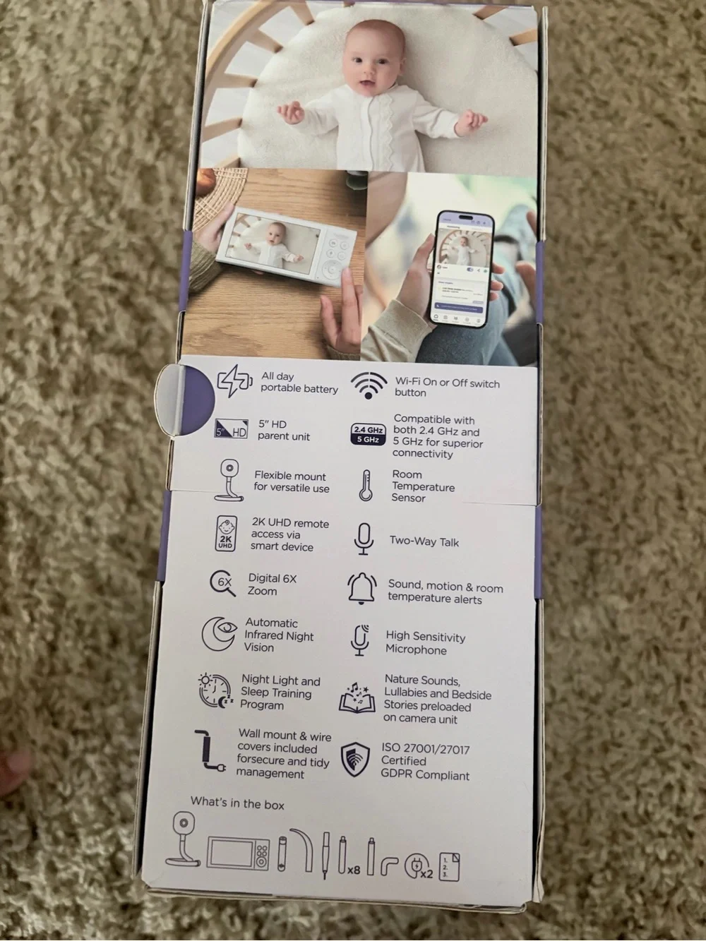 GoBaby AI Portable Pro 2K UHD Baby Monitor - White